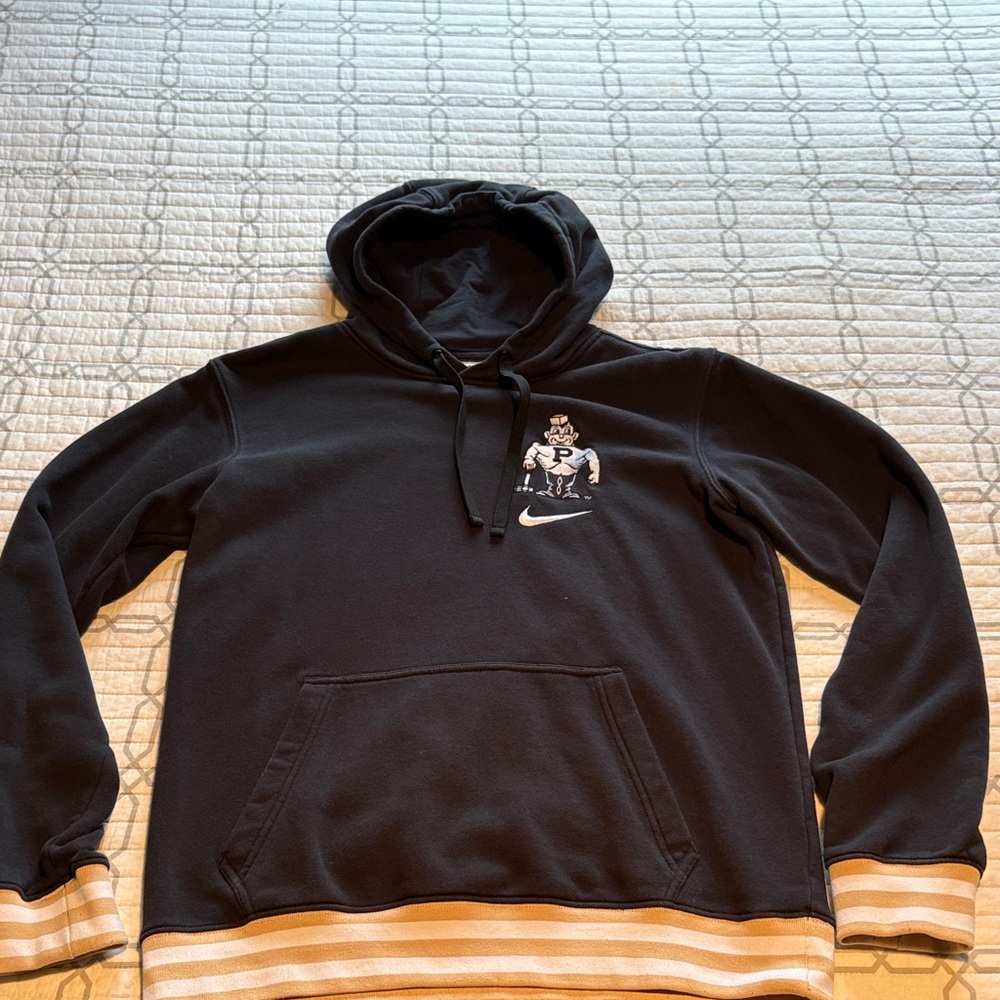 Nike Purdue Pete Black Hoodie with Striped Hem